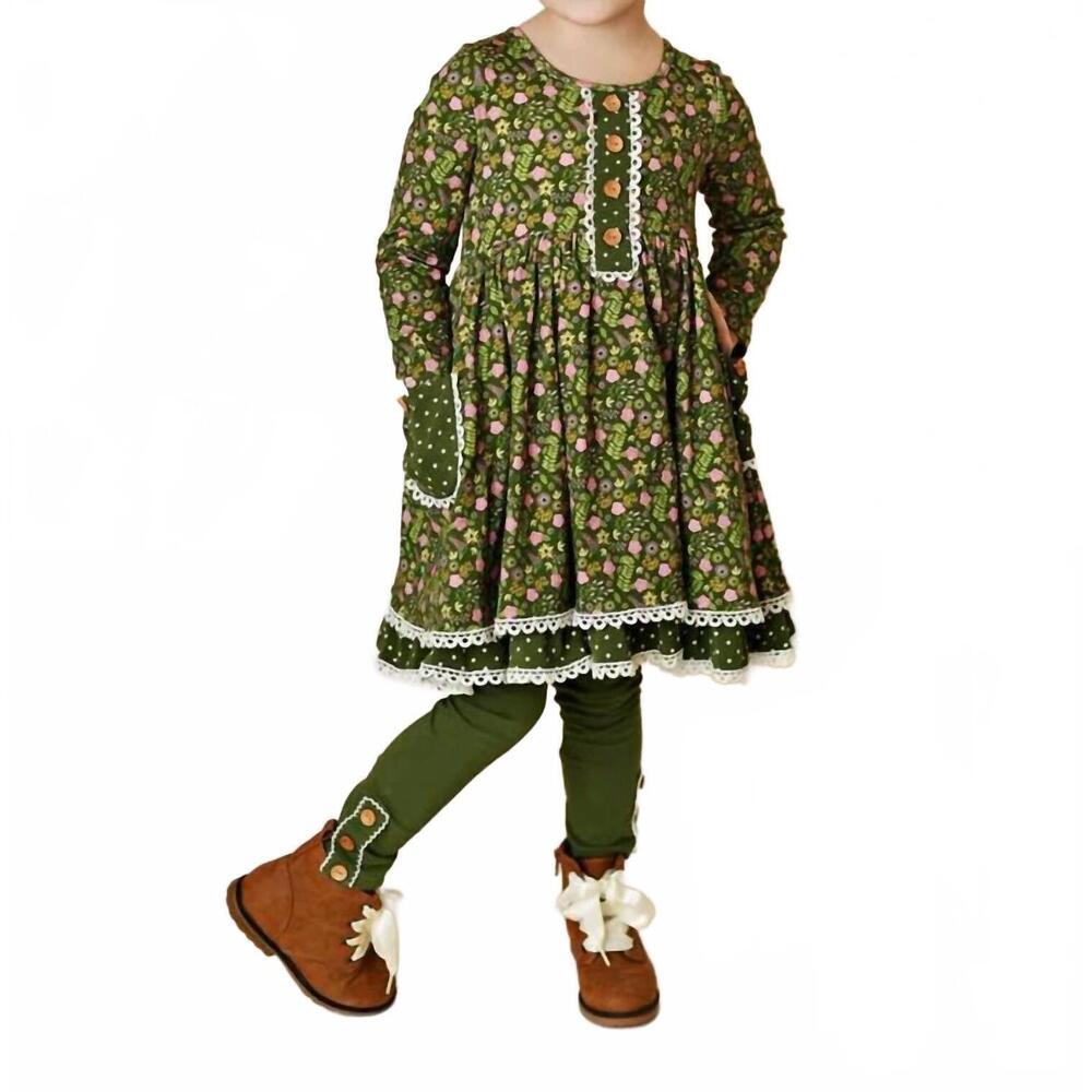 NEW SWOON BABY CLOTHING girl's petal pocket dress in green